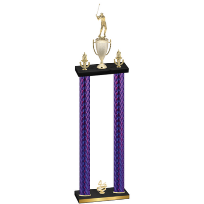 Double Purple Carbon Fiber Fourth Place Golf Trophy