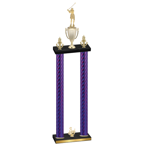 Double Purple Carbon Fiber Third Place Golf Trophy
