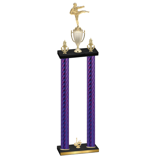 Double Purple Carbon Fiber First Place Karate Trophy