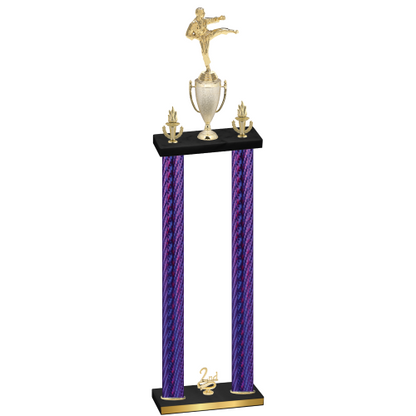 Double Purple Carbon Fiber Second Place Karate Trophy