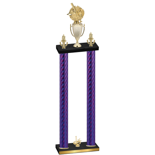 Double Purple Carbon Fiber First Place Baseball Trophy