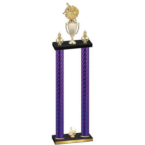 Double Purple Carbon Fiber Third Place Baseball Trophy