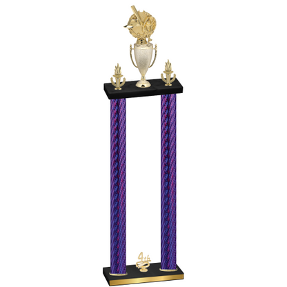 Double Purple Carbon Fiber Fourth Place Baseball Trophy