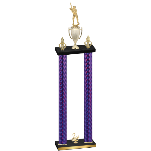 Double Purple Carbon Fiber Second Place Baseball Trophy