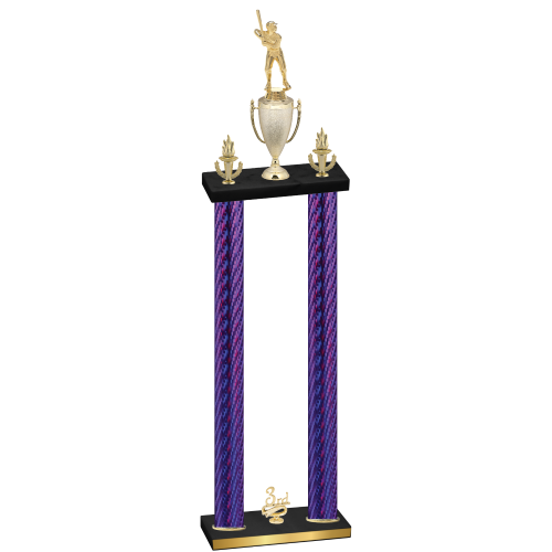 Double Purple Carbon Fiber Third Place Baseball Trophy