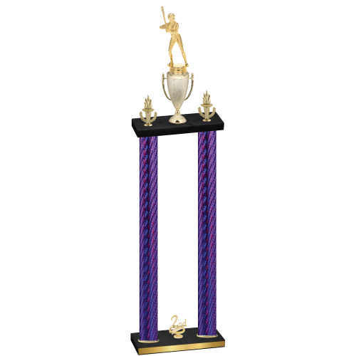 Double Purple Carbon Fiber Second Place Softball Trophy