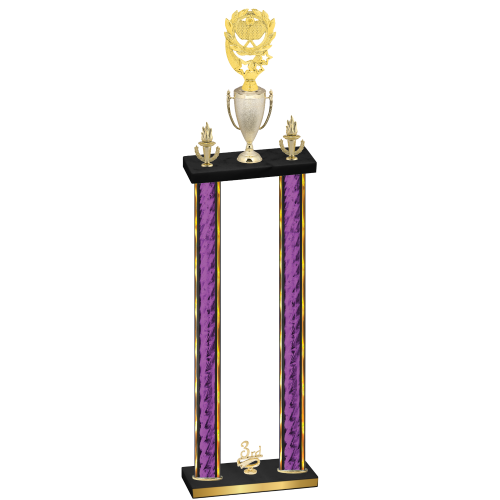 Double Purple Glacier Third Place Pickleball Trophy