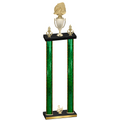 Double Green Glacier Third Place Soccer Trophy