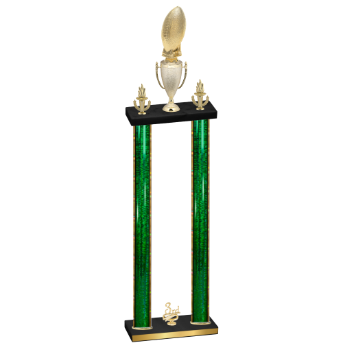 Double Green Glacier Third Place Football Trophy