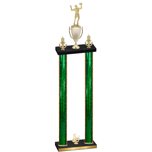 Double Green Glacier Third Place Volleyball Trophy