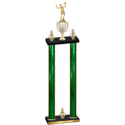 Double Green Glacier Victory Volleyball Trophy