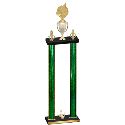 Double Green Glacier Third Place Volleyball Trophy