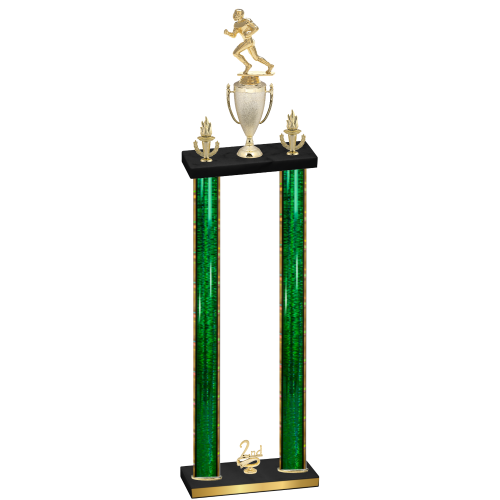 Double Green Glacier Second Place Football Trophy