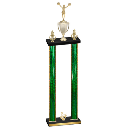 Double Green Glacier Third Place Cheerleading Trophy