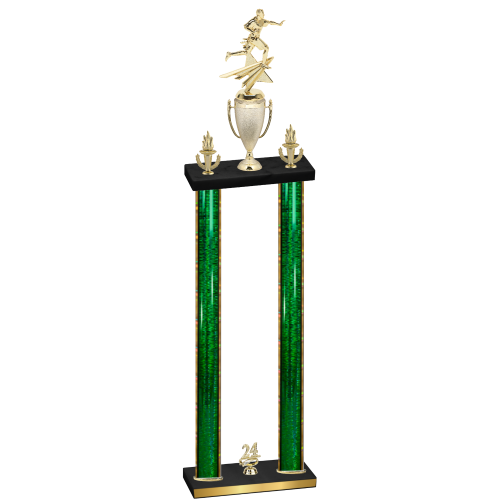 Double Green Glacier Year Flag Football Trophy