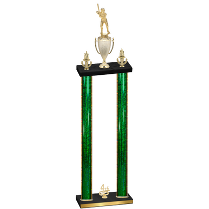 Double Green Glacier Fourth Place Baseball Trophy