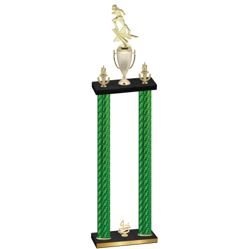 Double Green Carbon Fiber Fourth Place Football Trophy