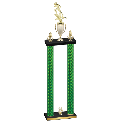 Double Green Carbon Fiber Year Football Trophy