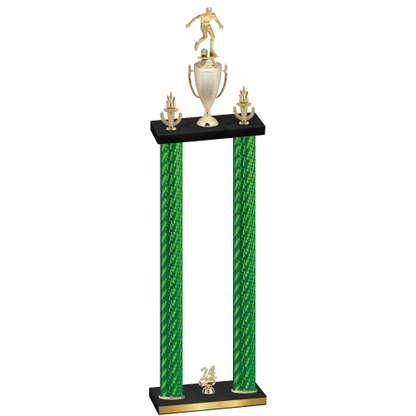Double Green Carbon Fiber Year Soccer Trophy