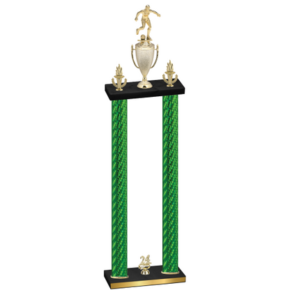 Double Green Carbon Fiber Year Soccer Trophy