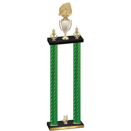 Double Green Carbon Fiber Year Soccer Trophy