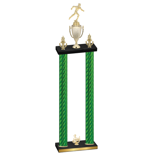 Double Green Carbon Fiber Third Place Running Trophy