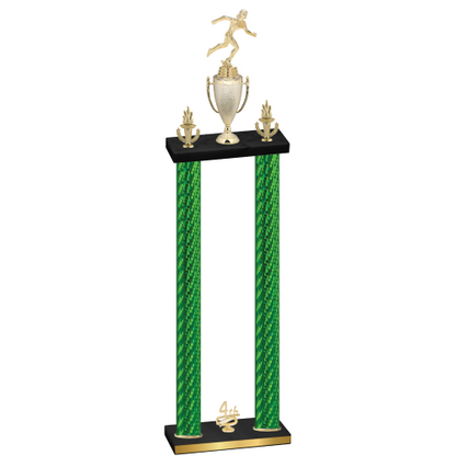 Double Green Carbon Fiber Fourth Place Running Trophy