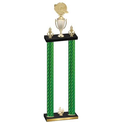 Double Green Carbon Fiber Fourth Place Running Trophy