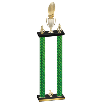 Double Green Carbon Fiber Third Place Football Trophy