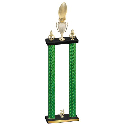 Double Green Carbon Fiber Year Football Trophy