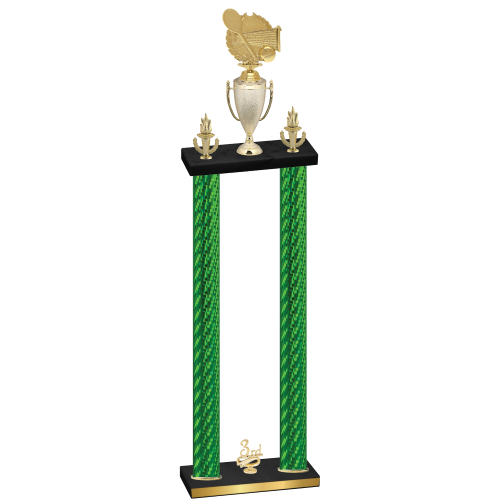 Double Green Carbon Fiber Third Place Tennis Trophy