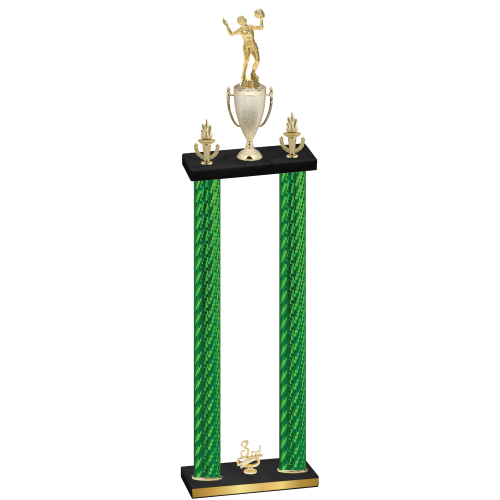 Double Green Carbon Fiber Third Place Volleyball Trophy