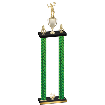 Double Green Carbon Fiber Fourth Place Volleyball Trophy