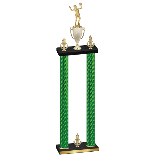 Double Green Carbon Fiber Victory Volleyball Trophy