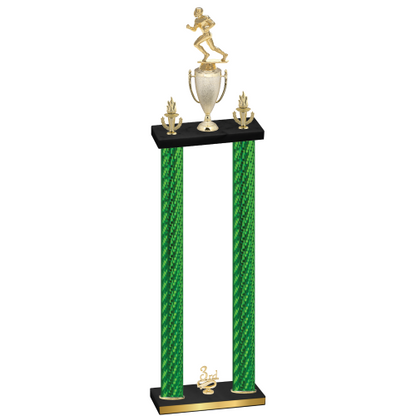 Double Green Carbon Fiber Third Place Football Trophy