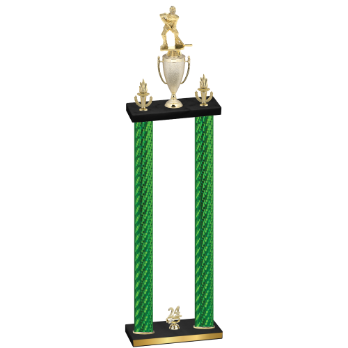 Double Green Carbon Fiber Year Hockey Trophy