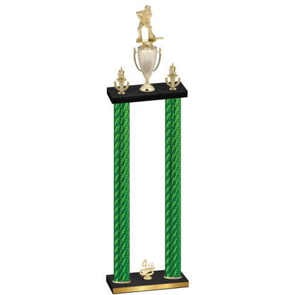 Double Green Carbon Fiber Fourth Place Hockey Trophy