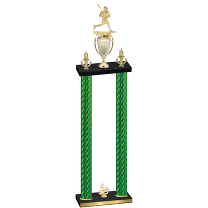 Double Green Carbon Fiber Fourth Place Lacrosse Trophy