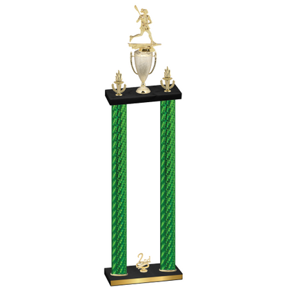 Double Green Carbon Fiber Second Place Lacrosse Trophy