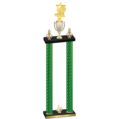 Double Green Carbon Fiber Fourth Place Pickleball Trophy