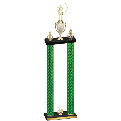 Double Green Carbon Fiber Second Place Archery Trophy