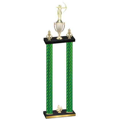 Double Green Carbon Fiber Fourth Place Archery Trophy