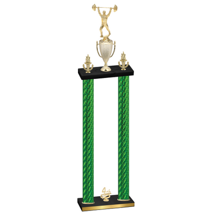 Double Green Carbon Fiber Fourth Place Weights Trophy