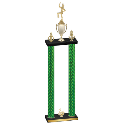Double Green Carbon Fiber Third Place Majorette Trophy