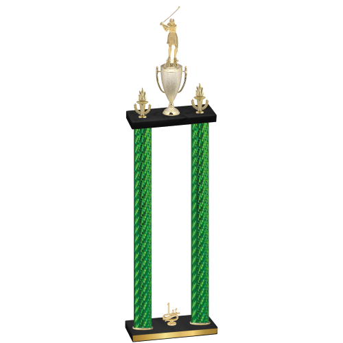 Double Green Carbon Fiber First Place Golf Trophy