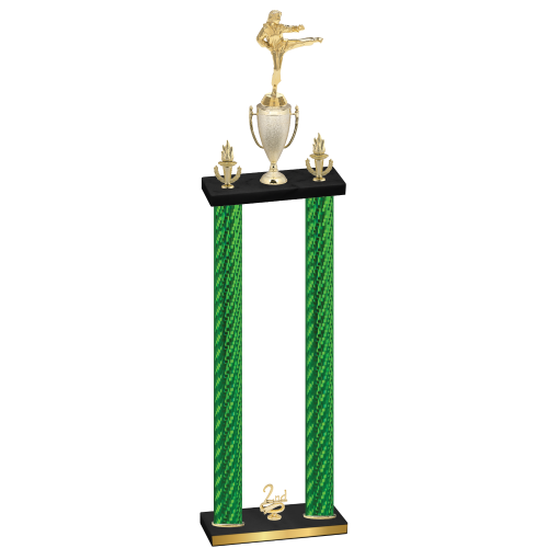 Double Green Carbon Fiber Second Place Karate Trophy