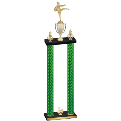 Double Green Carbon Fiber Second Place Karate Trophy