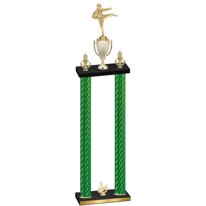 Double Green Carbon Fiber Third Place Karate Trophy