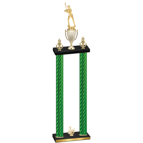 Double Green Carbon Fiber Third Place Softball Trophy