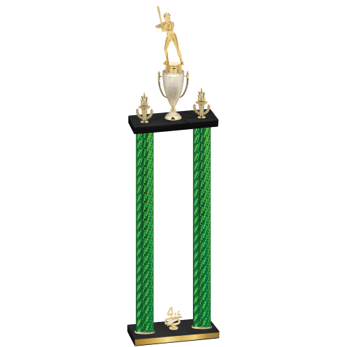 Double Green Carbon Fiber Fourth Place Softball Trophy